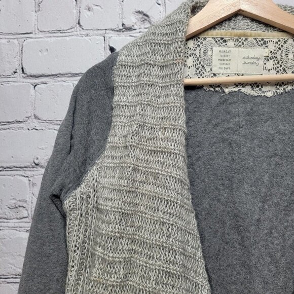 Anthro Saturday Sunday Two Tone Gray Waterfall Cardigan Sweater Size S - Picture 3 of 12